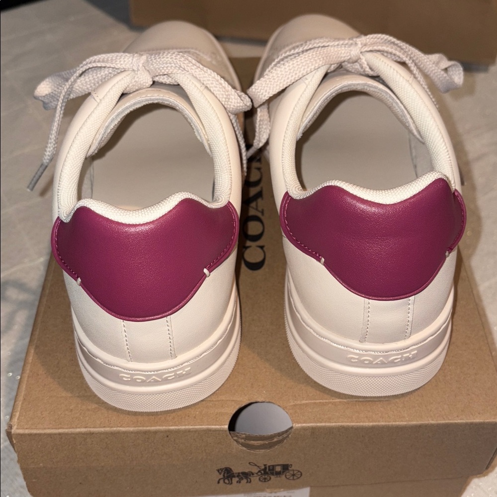 🐴 Coach High Line Leather Sneakers in Pink/Chalk. Size 10. New! - Picture 4 of 16